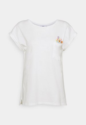 VISBY FLOWER POCKET - Triko s potiskem - offwhite
