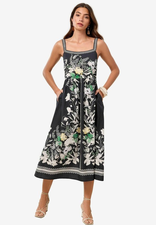 REGULAR FIT - PLACEMENT PRINTED CAMI STRAP MIDI - Freizeitkleid