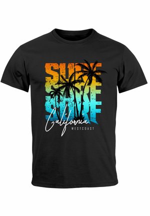 SOMMER SURF CALIFORNIA PALMEN  - Print T-shirt - schwarz türkis