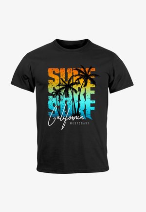 Neverless, SOMMER SURF CALIFORNIA PALMEN - Print T-shirt - schwarz türkis