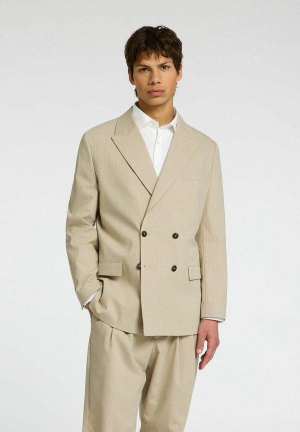 ZWEIREIHIGER  NADELSTREIFEN - Anzugsakko - sand