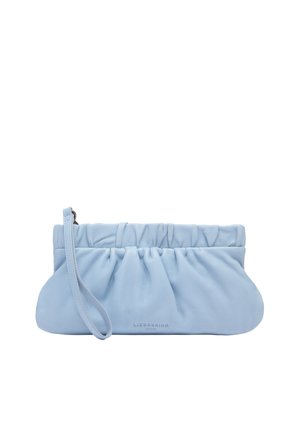 Hellblaues weiches Leder-Armband-Portemonnaie mit gerafften Details und abnehmbarem Tragegurt von Liebeskind Berlin.