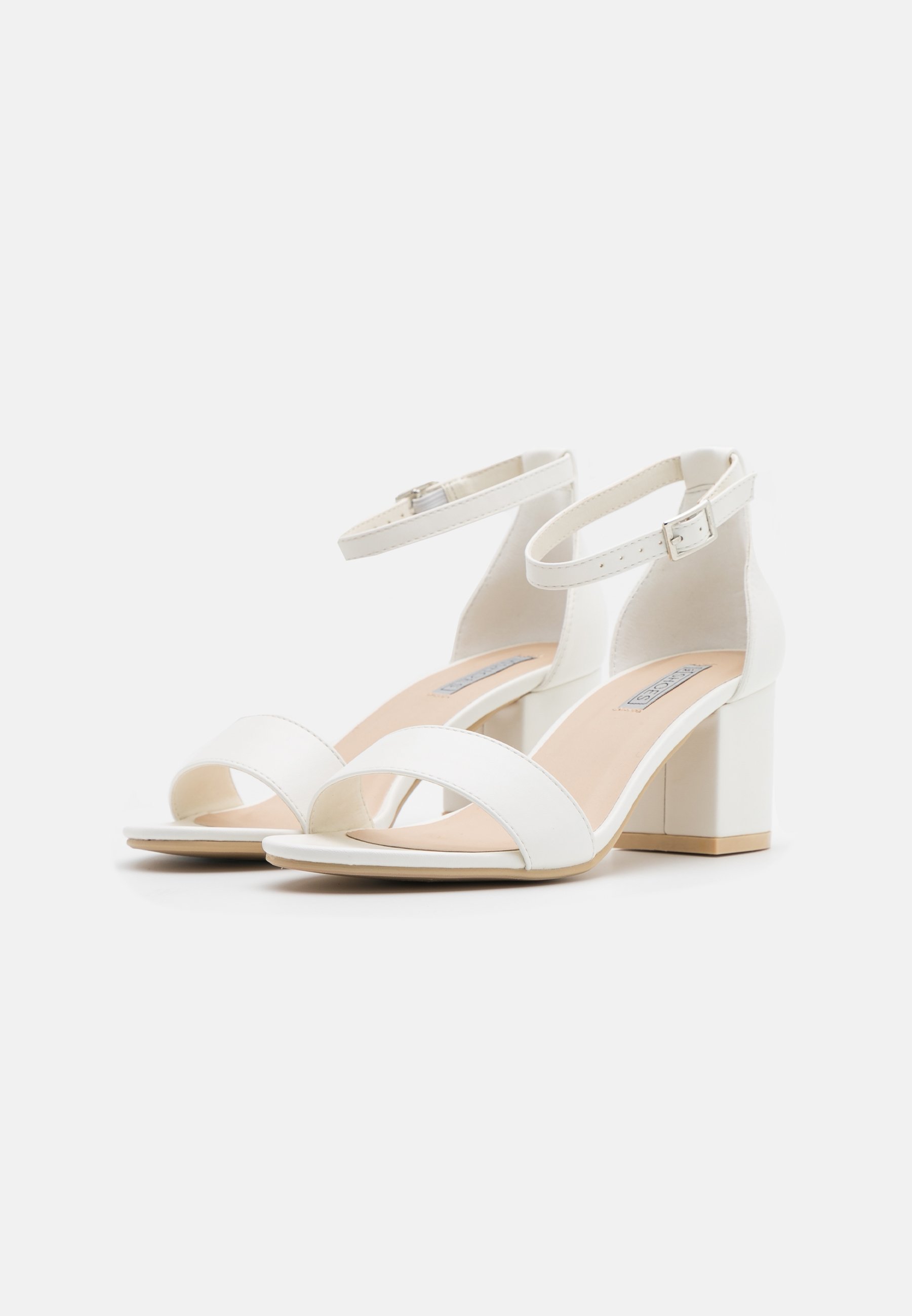 white small block heels