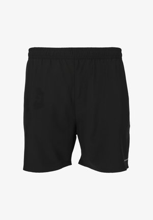 Pantaloni sportivi neri realizzati in tessuto leggero, con cintura elastica e taglio dritto. Tessuto morbido, senza motivi o dettagli.