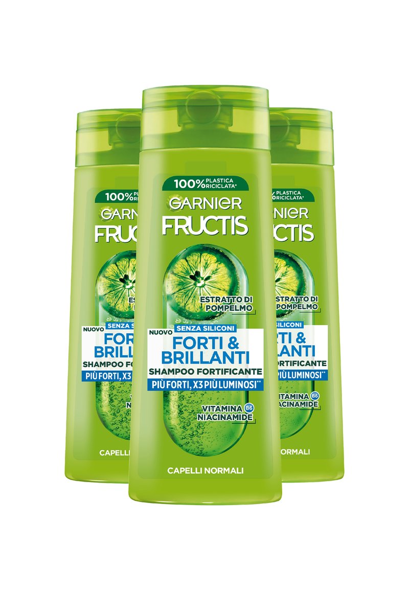 Garnier - FRUCTIS SHAMPOO FORTI & BRILLANTI, SHAMPOO FORTIFICANTE PER CAPELLI NORMALI, 250 ML - 3 PACK - Shampoo, Ingrandire