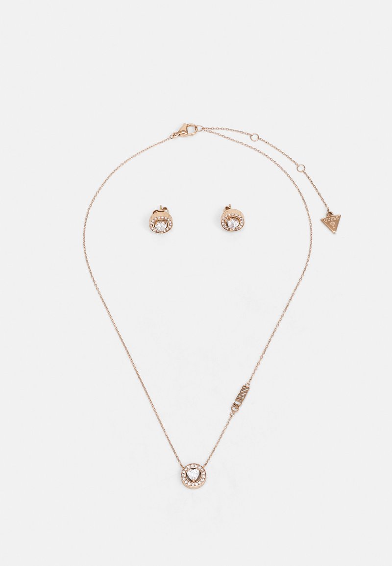 Guess SOLITAIRE HEART STUDS SET - Boucles d'oreilles - rose gold-coloured