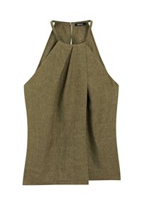 CROSSOVER HALTER TOP - Top - mottled dark green
