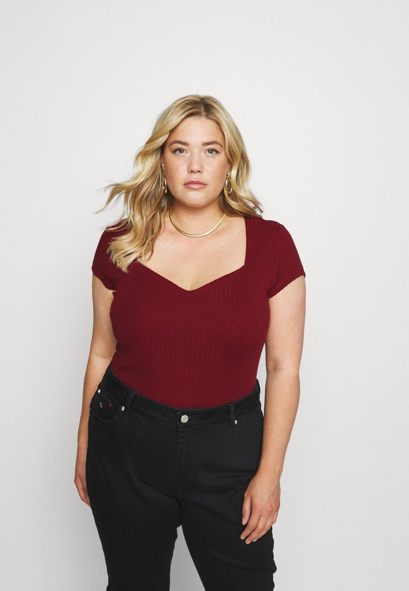 Anna Field Curvy T-shirt estampada - bordeaux