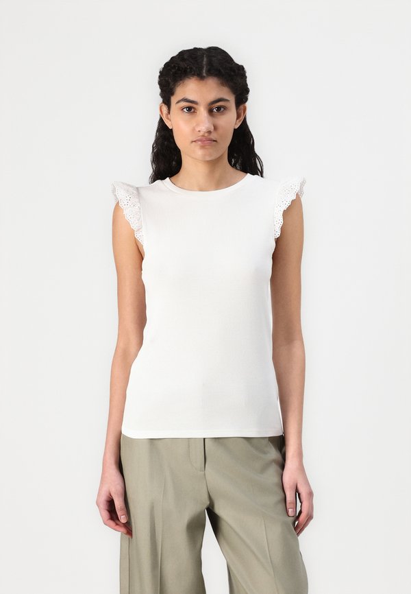 SOFIA FRILL DIA - Print T-shirt - cloud dancer