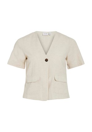 VILA, Short Sleeved V-neck - Blouse - super light natural melan