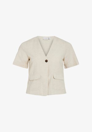 VILA, Short Sleeved V-neck - Blouse - super light natural melan