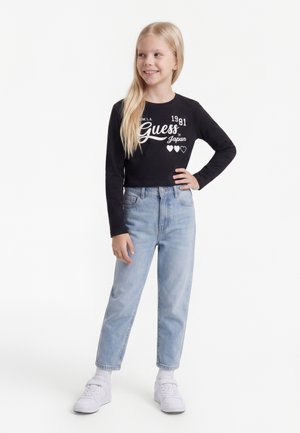 Guess, SLIM FIT LOGO - Top s dlhým rukávom - jet black