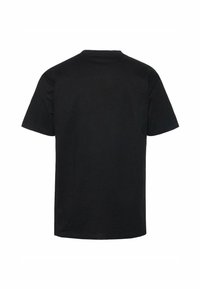 Sort kortærmet t-shirt lavet af bomuld, med rund halsudskæring og et enkelt design uden ekstra grafikker eller mønstre.