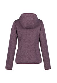 Lila Kapuzenjacke aus strukturiertem Stoff mit tailliertem Schnitt. Verfügt über lange Ärmel und einen leicht zulaufenden Saum. Keine sichtbaren Verschlüsse.