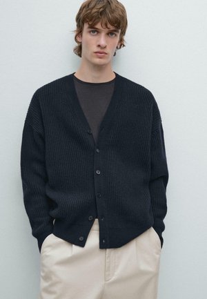 BUTTONED V-NECK WITH LONG SLEEVE - Gilet - dark blue