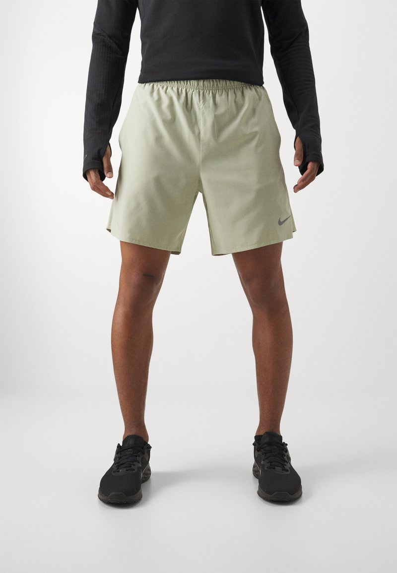 Nike Performance CHALLENGER SHORT - Sports shorts - olive aura/dark stucco/black/silver