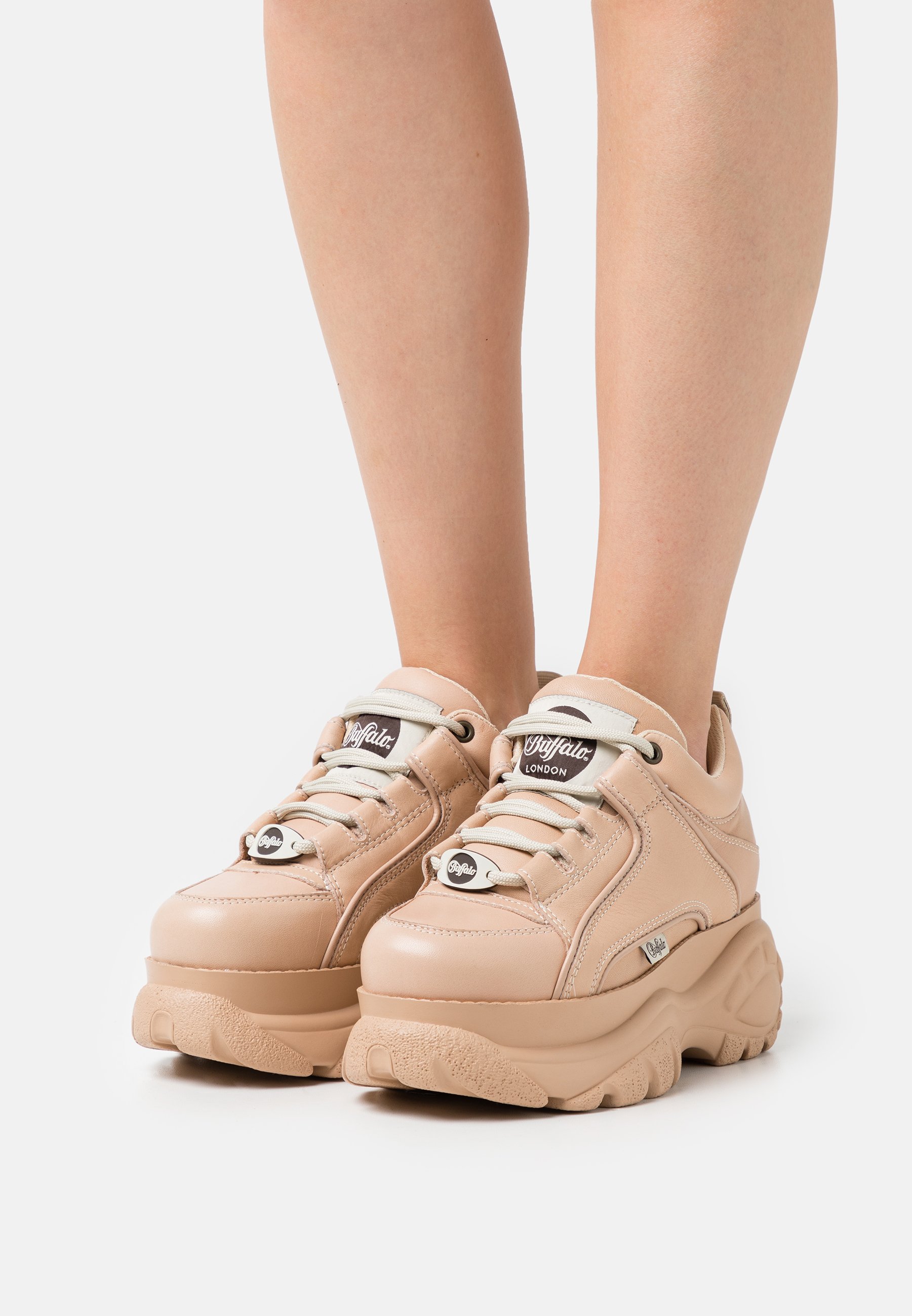 Buffalo Platform High Sneakers Beige for Women 05 beige