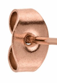 Kupferfarbener Metallclip mit einem geschwungenen Design, der eine glatte, glänzende Oberfläche und ein zentrales Loch zur Befestigung aufweist.