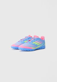 adidas Performance F50 CLUB TURF KIDS - Rasen-Fußballschuhe - blue fusion/lucid lemon/lucid pink