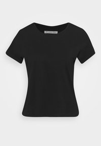 Černé tričko s krátkým rukávem vyrobené z měkké tkaniny. Má kulatý výstřih a mírně přiléhavý střih. Na štítku uvnitř je nápis "ANNA FIELD."