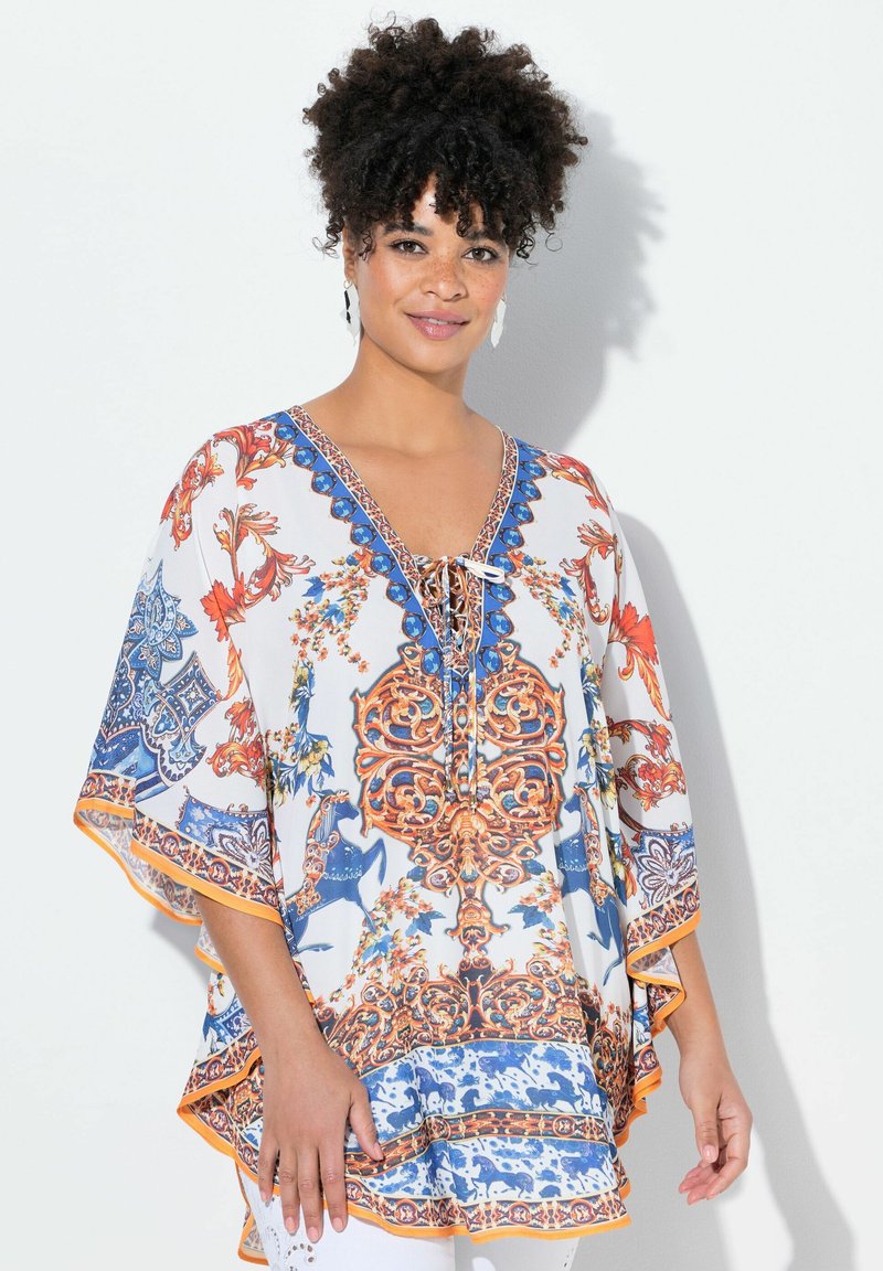 MIAMODA LOOSE FIT ALLOVERMUSTER - Camicetta - off white