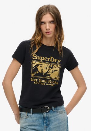 Superdry & Co POP ARCHIVE SUPER - T-shirt imprimé - black gold