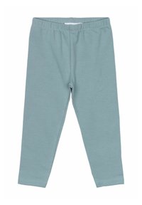 Lichttint teal leggings van zacht, rekbaar katoen. Voorzien van een elastische tailleband en een gladde afwerking zonder patronen of accenten.
