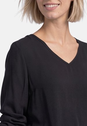 Street One, LANGARM SHIRT MIT V-NECK UND STRUKTURMIX - Blouse - black