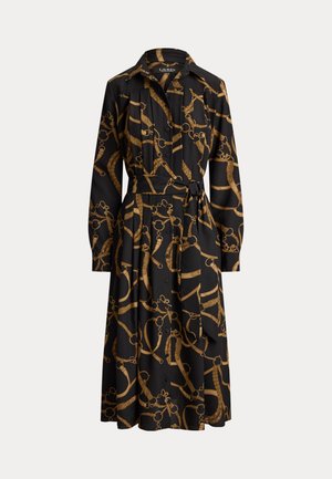 Lauren Ralph Lauren, BELTING PRINT PLEATED CREPE SHIRTDRESS - Rochie tip cămașă - black/tan