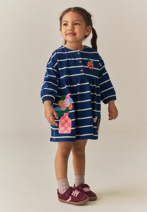 Next, REGULAR FIT - LONG SLEEVE JERSEY DRESS - Vestito di maglina - navy stripe ladybird