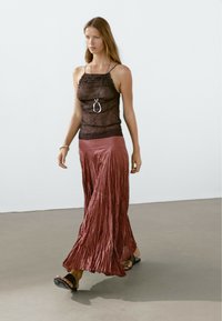 Massimo Dutti - Faltenrock - dark red Thumbnail-Bild 1