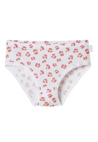 Baumwoll-Hipster-Unterwäsche in Weiß mit einem rötlichen Tierdruckmuster. Verfügt über einen weichen Bund und glatte Kanten für zusätzlichen Komfort.