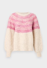 ONLSIDONA LIFE O NECK - Stickad tröja - birch/fuchsia/purple