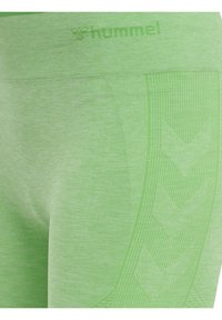 Ljusgröna träningsleggings med en strukturerad midja och ett subtilt zickzackmönster längs sidan. Tillverkade av andningsbart material.