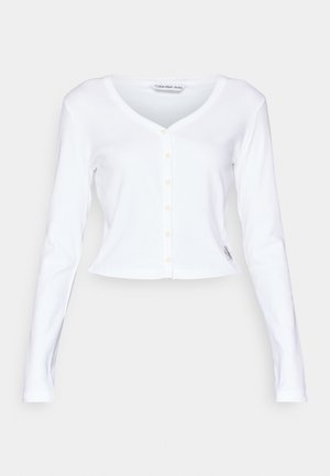 Calvin Klein Jeans LABEL CARDIGAN - Strickjacke - bright white