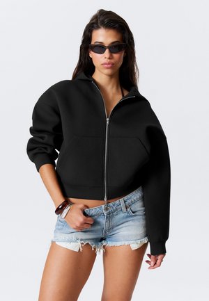 OVERSIZED SCUBA ZIP HOODIE - Džemperis ar kapuci - black