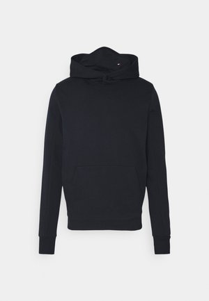 Sudadera con capucha negra, con bolsillo frontal, mangas largas y una capucha grande y espaciosa. Hecha de tela suave con puños acanalados.
