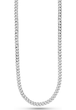 Silver-colored thick curb chain necklace with closely interlocking rounded links and a polished finish.