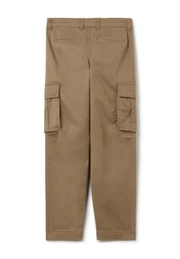 Braune Cargo-Hosen mit zwei seitlichen Taschen, zwei Gesäßtaschen, geradem Bein-Design und einer glatten, strapazierfähigen Stofftextur.