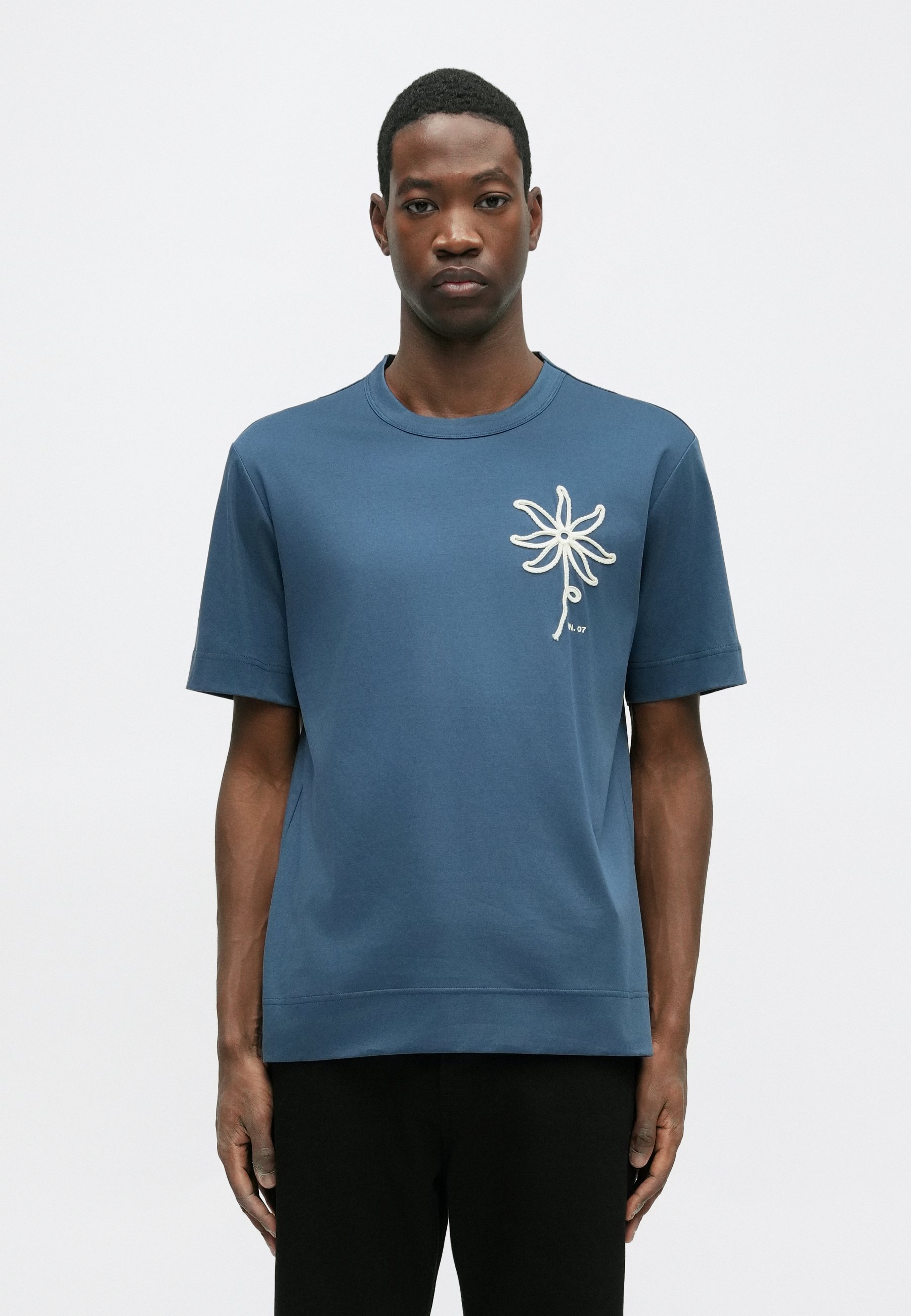 NN.07 PEDRO - Print T-shirt - denim blue/blue - Zalando.co.uk