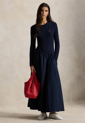 CABLE-KNIT BODICE COTTON DRESS - Rochie tricotată - hunter navy