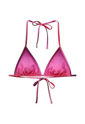 Bikini gornji dio s pink gradijentom koji se ističe glatkom, sjajnom teksturom, trokutastim čašama i podešavajućim vezicama. Dizajn prelazi iz svijetlo roze u tamno roze.