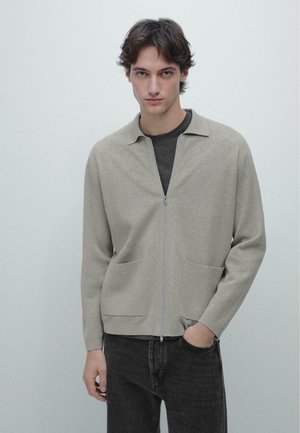 ZIP-UP WITH POCKETS  - Strickjacke - grey