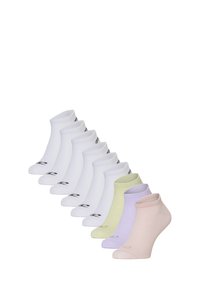 Set van sportankelsokken in wit, lavendel, lichtgroen en perzik. Gemaakt van een zachte katoenen mix met verstevigde hakken en merklogo's.