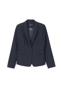 Námořnický blazer s hladkým povrchem, dvěma předními kapsami, zapínáním na jeden knoflík a klopami. Interiér má jednoduchou podšívku.