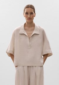 OYSHO - OVERSIZE SHORT-SLEEVED LINEN - Bluse - stone Thumbnail-Bild 1