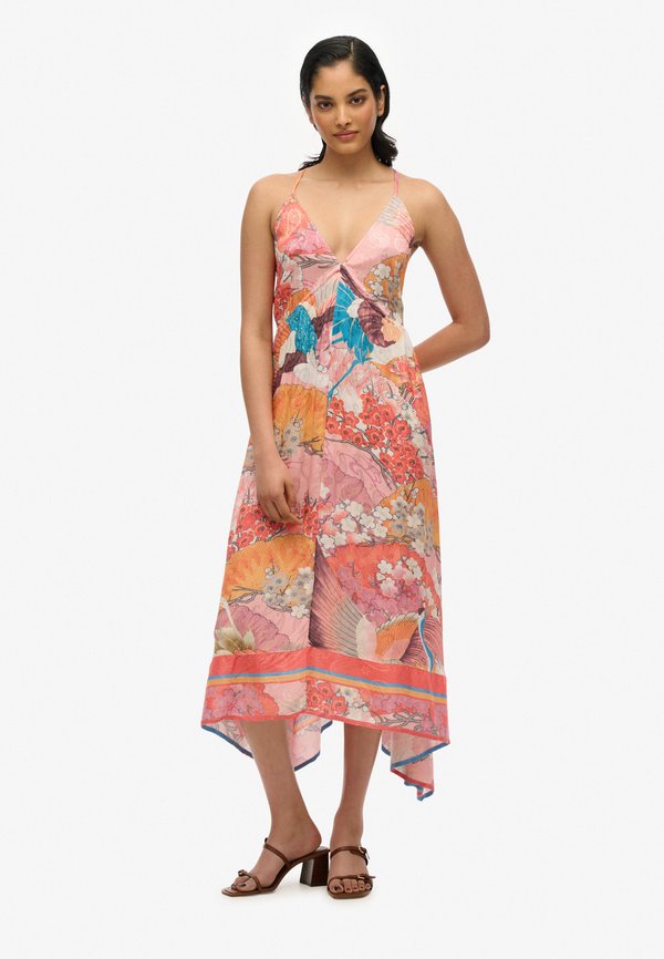 PRINTED JACQUARD HANKY HEM - Maxikleid - kam coral