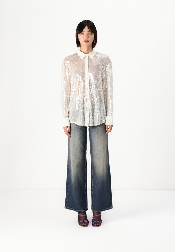 ONLCARIN LOOSE SEQUINS SHIRTS - Button-down blouse - creme3