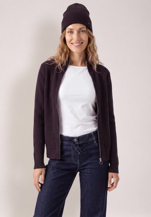 Cecil, CARDIGAN WITH STAND-UP COLLAR AND ZIP - Gilet - eggplant red melange