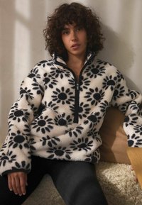 Next BORG HALF ZIP - Fleecetrøjer - black white floral